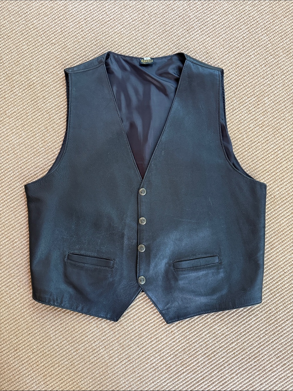 Brown Leather Vest by VeraPelle Made in Italy- L Unisex